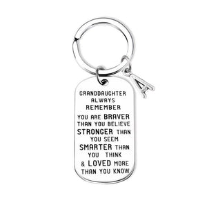 To My Grandson Granddaughter Gift Lettering Keychain